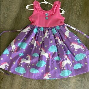 Pink and Purple Unicorn Kids Dress by Eleanor Rose